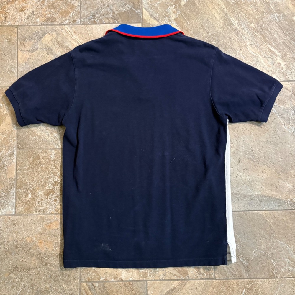 RARE Lacoste Mens Navy Blue Colorblock Vertical Polo Shirt Size 5 Large - Picture 3 of 7